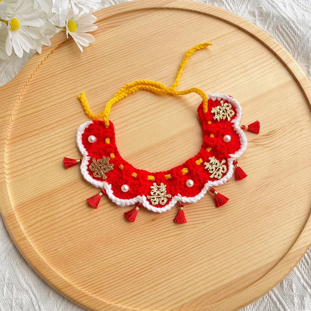 Decorative New Year Pet Collar Lace-up Style Pet Saliva Towel Pet Wedding Items  Take Photos