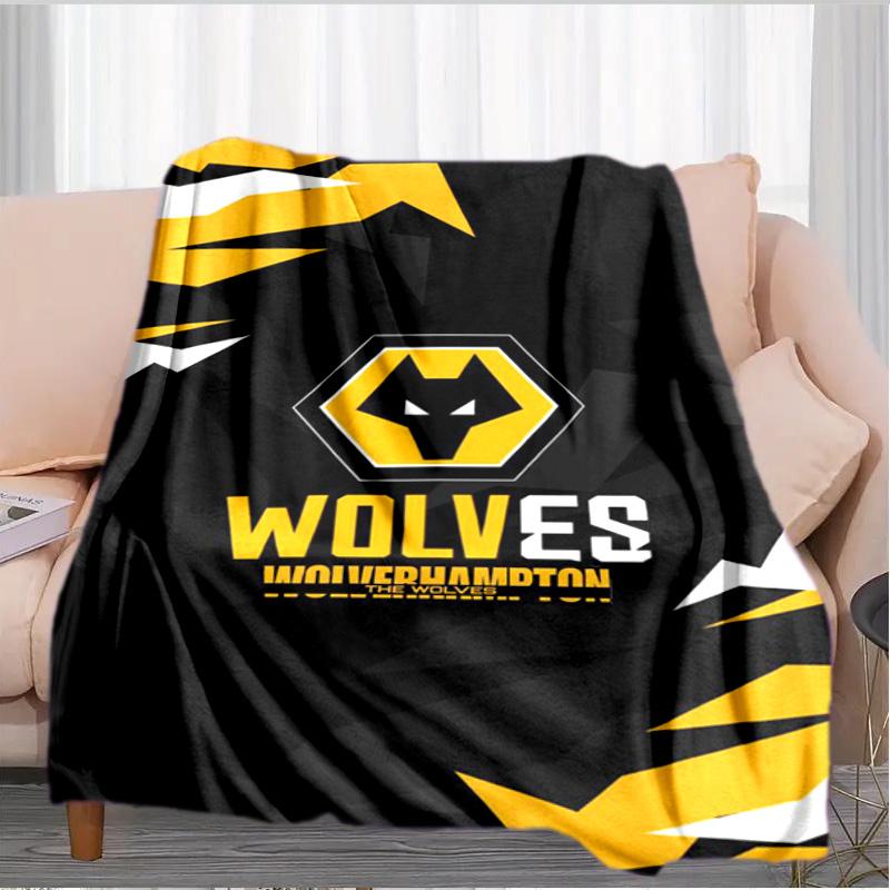Wolves Football Club Emblem Printed Throws Blanket Soft Flannel Blankets for Couch Bed Gifts for Men Women Picnic blanket Christmas gifts