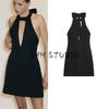 Summer New Women Clothes French Style Hepburn Backless Bowknot Decoration Neck Collar Short Dress 4661226