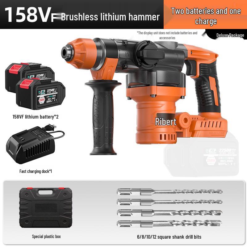 Burkert Cordless Rotary Hammer Drill, Lithium-ion, Heavy-Duty Electric Demolition Hammer for Concrete, Dual-Use with Square Shank.