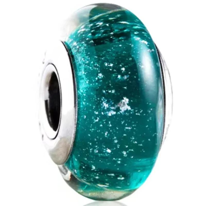 925 Silver Colored Flower Leaf Cosmic Rainbow Murano Glass Charms Beads Fit DIY Bracelet Women Jewelry Gift