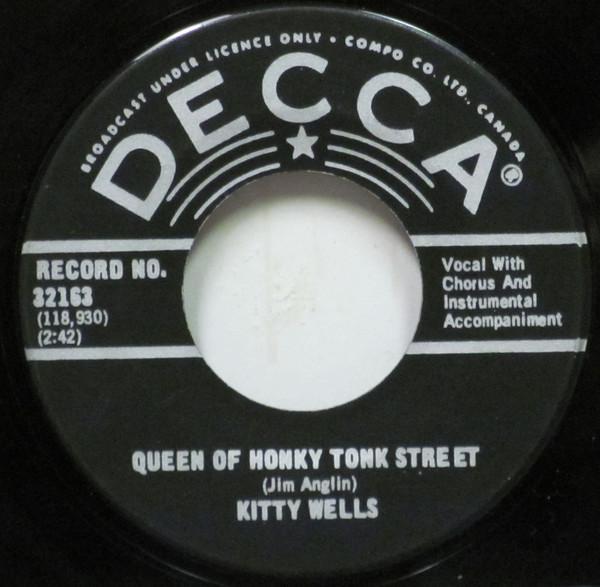 7inch Record KITTY WELLS - Queen Of Honky Tonk Street 32163 Decca 1967 Canada Folk Used