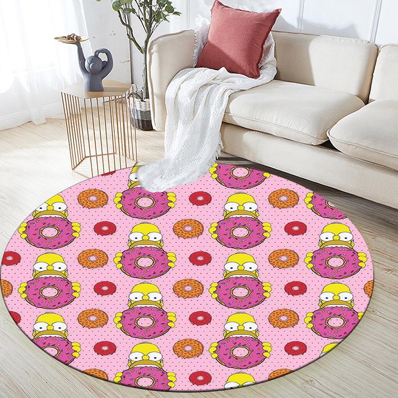 The Simpsons Round Area Rug,Carpet Rug for Living Room Bedroom Sofa Playroom Decor,Non-slip Floor Mat