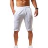 Casual Men Shorts with Adjustable Drawstring Solid Color Soft Breathable Elastic Waist Loose Fit Shorts with 2 Side Pockets