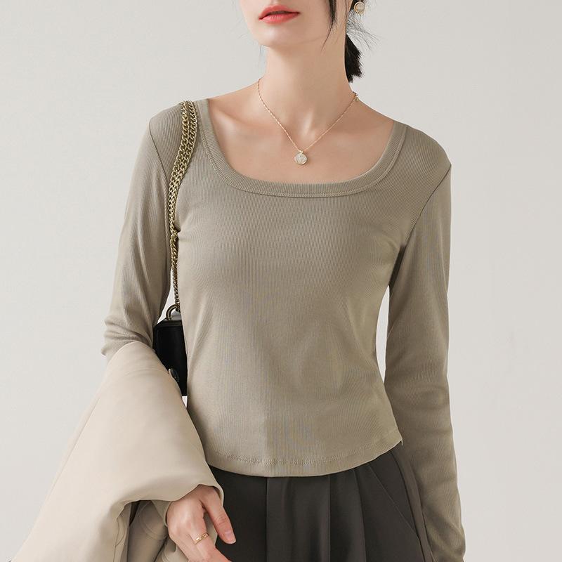 Футболка с длинными рукавами и квадратным воротником для женщин