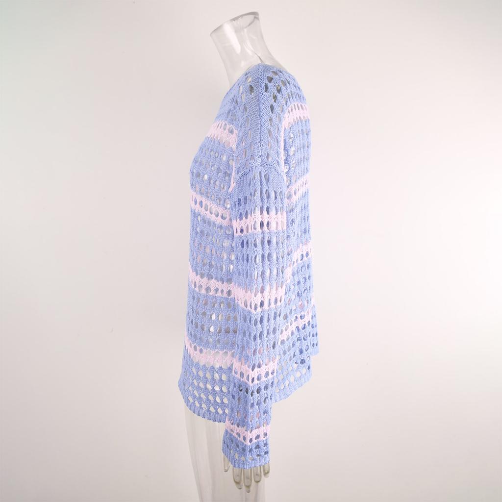 Women's Sexy Fashion Comfortable Hollow Mesh Long-sleeved Bikini Beach Knitted Sun Top