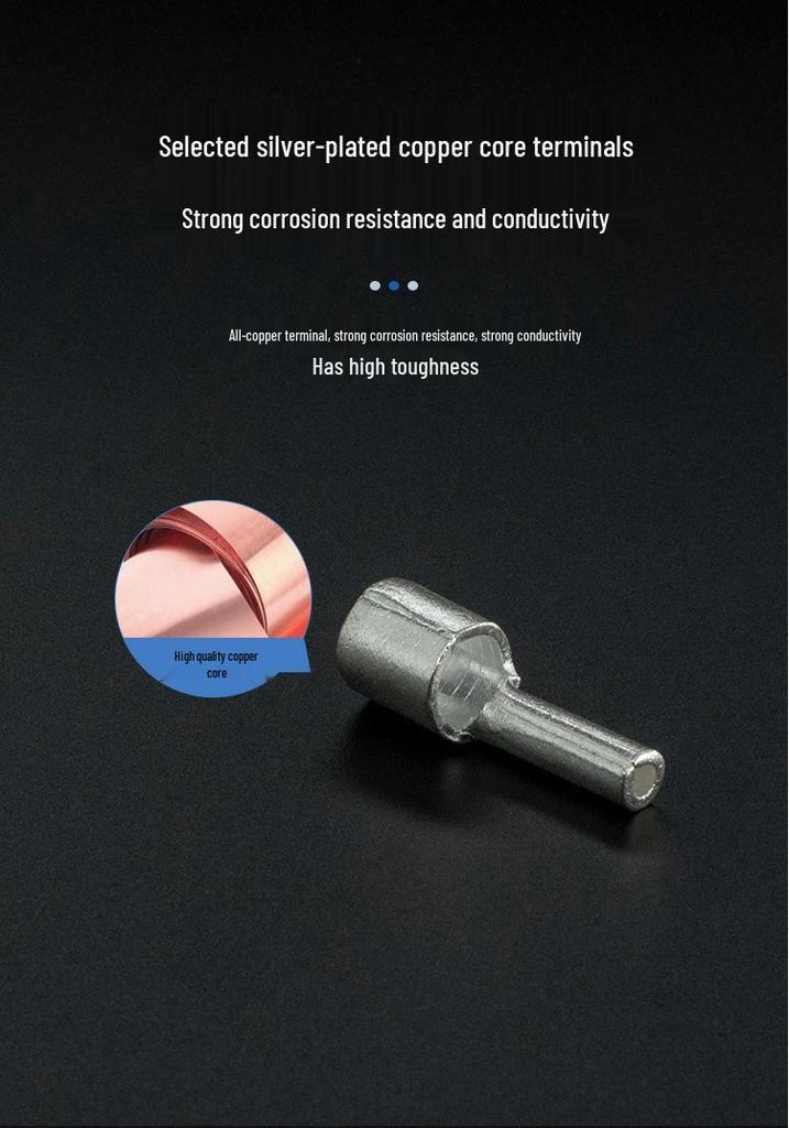 CJH Silver Plated Red Copper/Brass Square Cold Crimp Terminal Pin