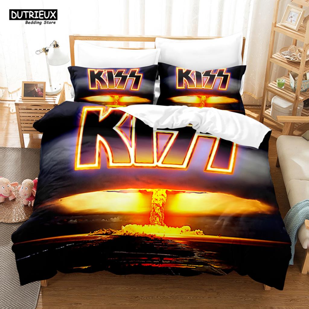 Kiss Band Bedding Set Single Rock Band Duvet Cover Double Queen King Twin Size For Boys Adults Soft Duvet Cover Set Gift