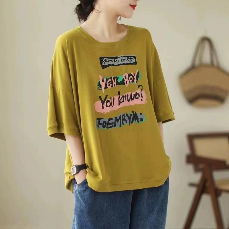 Dimanaf 2025 Летняя футболка Женская с коротким рукавом Свободные топы Футболки