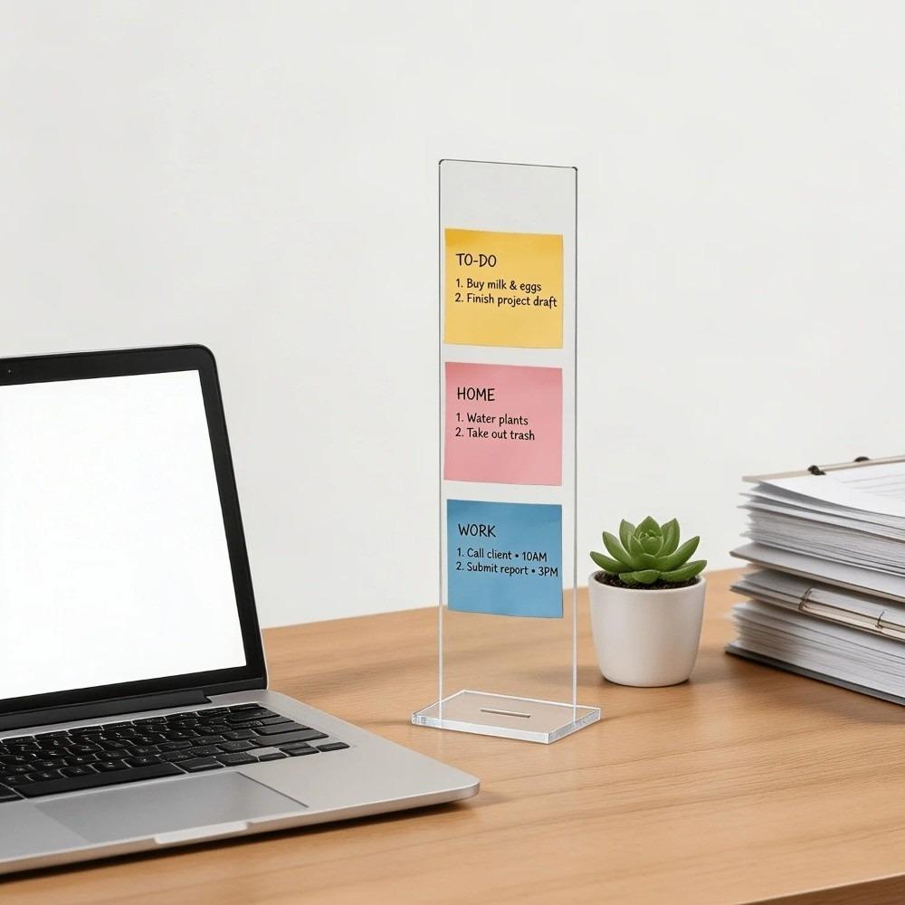 Acrylic Sticky Note Holder Stand Clear Note Display Organizer Desk Message Board Desktop Use