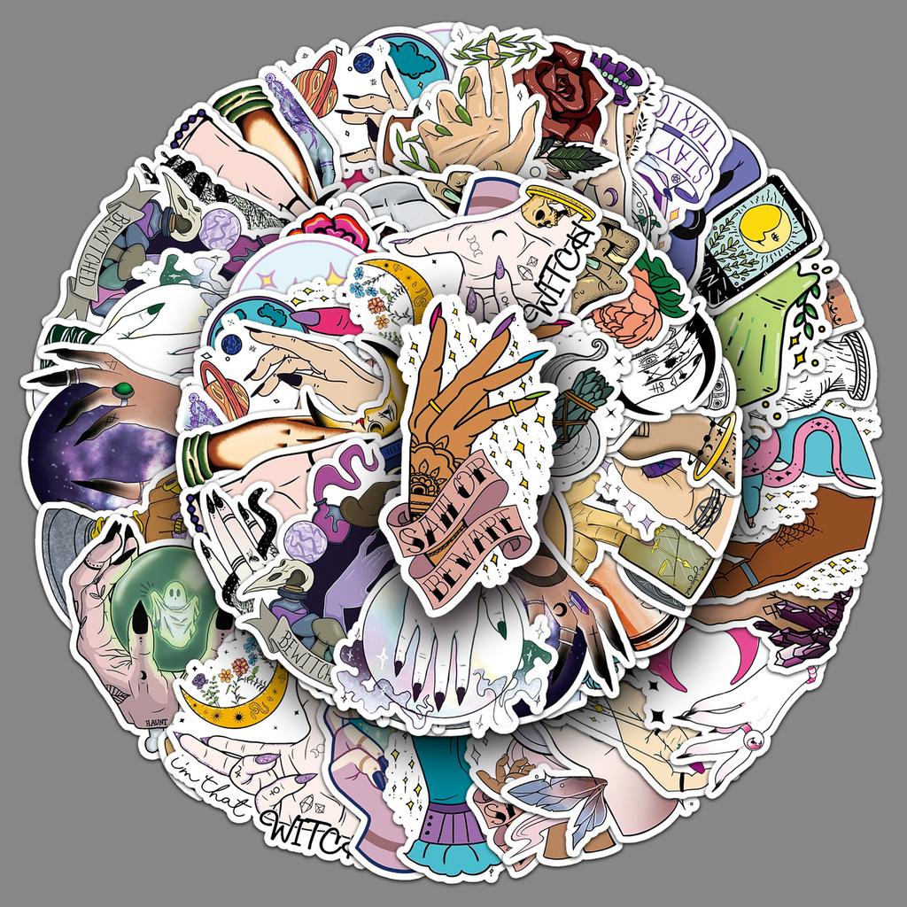 50 Magic Witch Hand Graffiti Stickers Personalized Creative Decorative Mobile Phone Case Skateboard Water Cup Stickers