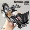 2024 New 1:24 Mercedes Benz 300SL Alloy Classic Vintage Car Model Car Model Diecast Metal Pull Back Sound Light Car For Children Gift