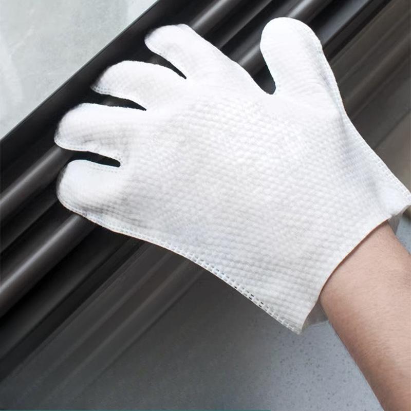 50pcs Disposable Dust Removal Cloth Gloves Electrostatic Cleaning Kitchen Dishwashing Dry and Wet Dual-use Wiping Paper Towels