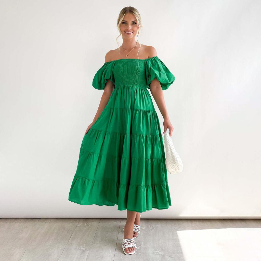 Летнее женское модное плиссированное платье без бретелек длиной до щиколотки с коротким рукавом и принтом