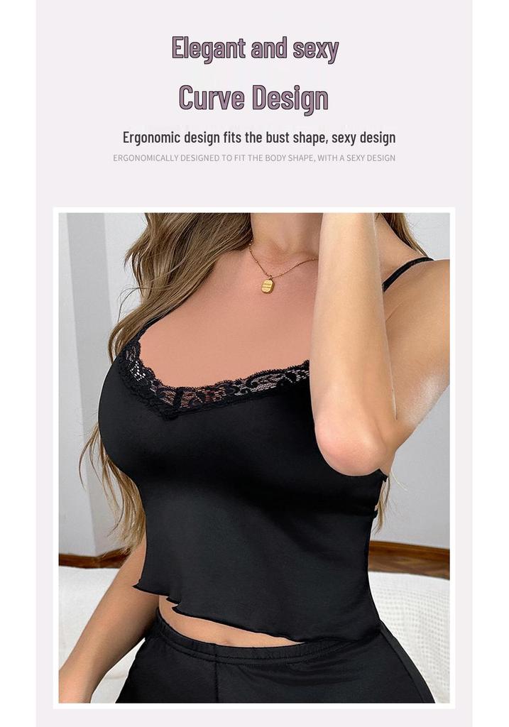 Сексуальный комплект пижамы с кружевной отделкой «Бабочка» - Комплект из майки и шорт, Нижнее белье