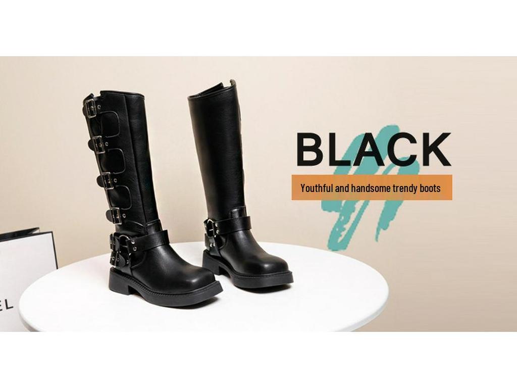 Женские винтажные коричневые ботфорты из натуральной кожи в стиле рыцаря и ковбоя