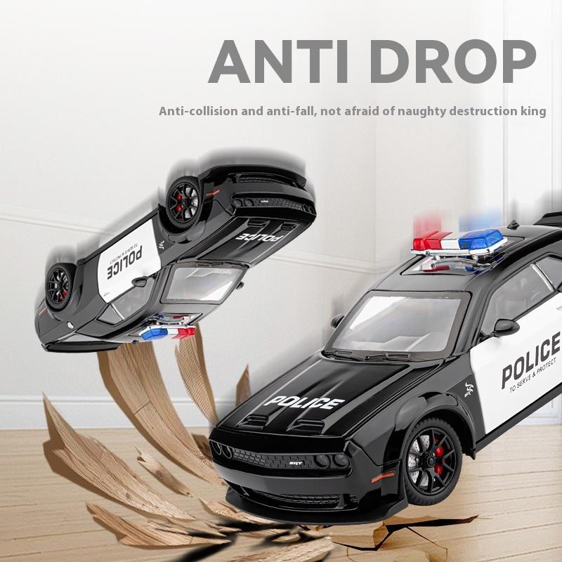 RKJ1 1:24 Dodge Challenger SRT Hellcat American Police Vehicle Enthusiasts Alloy Metal Diecast Model Car Sound Light Gift For Friend