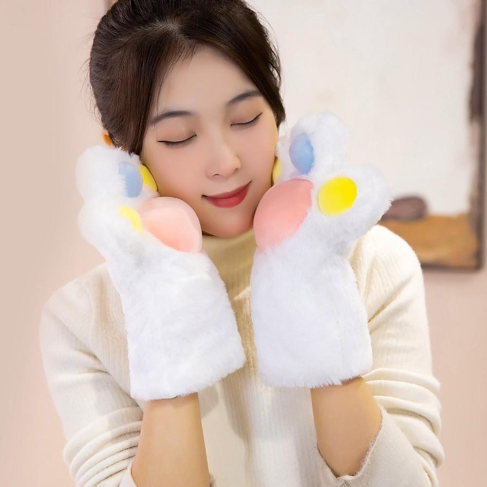 Утолщенные плюшевые перчатки-лапки кошки Мультяшные варежки-коготки кошки Милые перчатки для косплей-костюма Подарки