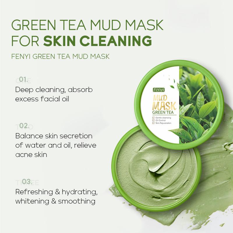 FENYI Green Tea Mask Очищающая грязевая маска с глиной, 100 г, мазковая маска для лица