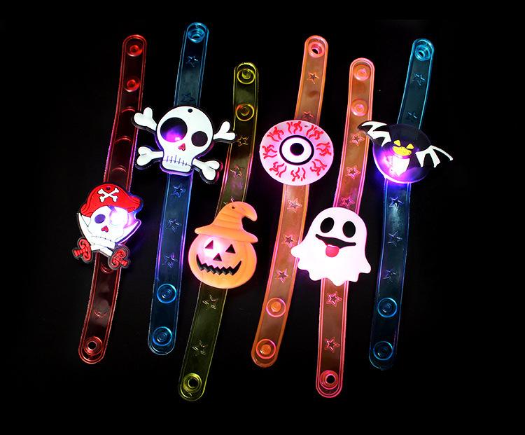 96PCS Christmas Light Up Bracelet LED Flashing Santa Skull Bat Pumpkin Watch Children's Gift Party Decoration