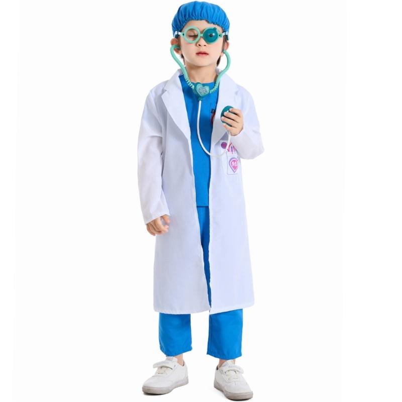 Doctor Role Play Dress Up Kit Doctor Pretend Play Costume with Stethoscope Doctor Coat Kit Halloween Doctor Costumes