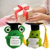 Positive Crocheted Graduation Frog Pear with Encouraging Card Knitting Emotional Support Handmade Toy Fruit Animal Doll Kids