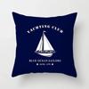 Home Decor Compass Anchor Pillow Cover Blue Mediterranean Cushion  Gift Sofa Office  Accessory Ornament 45x45cm