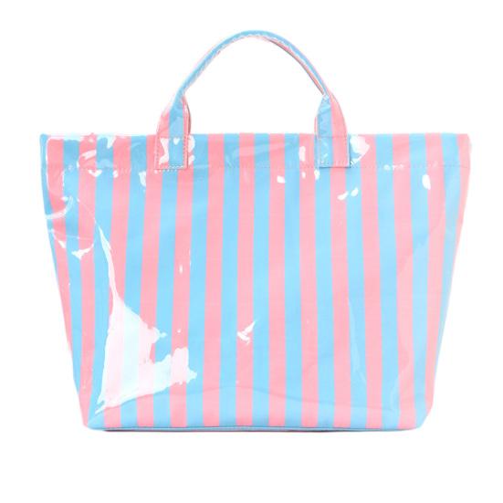 Glossy Striped Tote Bag PVC Handbag Stylish Waterproof Large Capacity Checkered Leopard Print