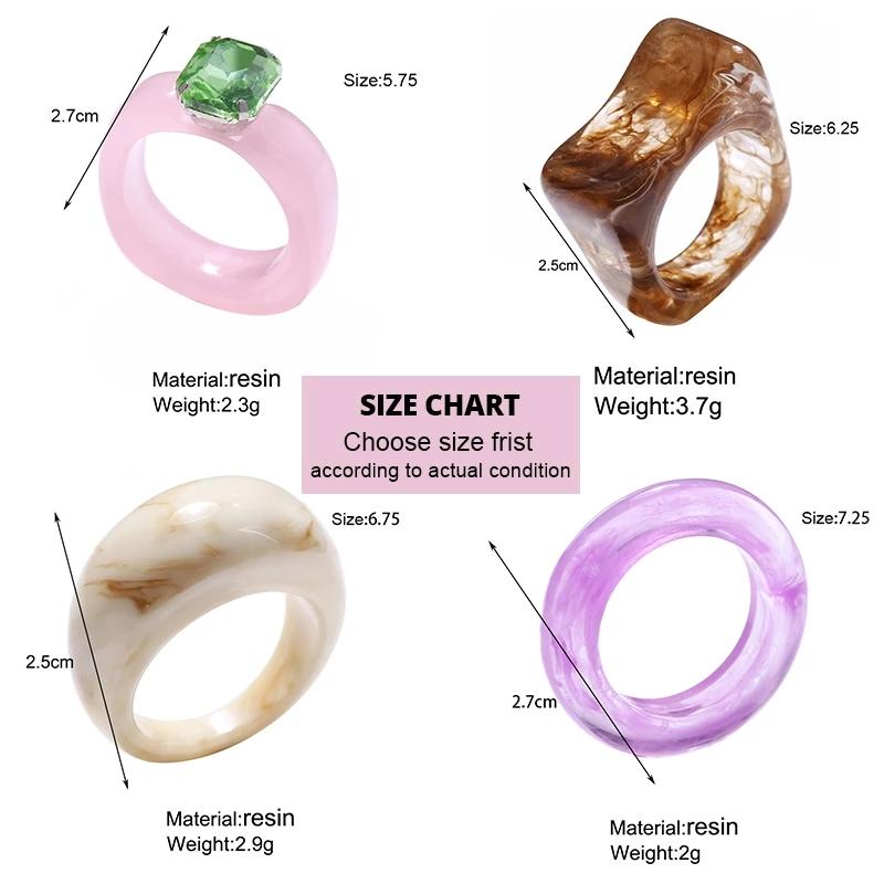 8 шт./компл., новинка 2021 г., цветные, прозрачные, акриловые, со стразами, геометрические квадратные круглые кольца, набор для женщин, ювелирные изделия, дорожные подарки