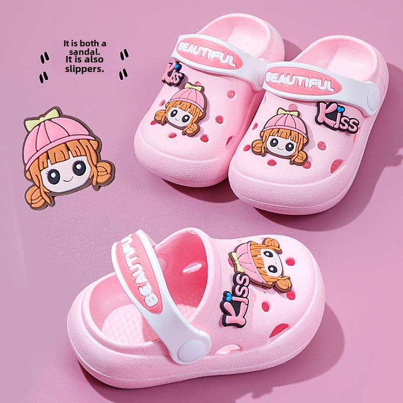 Детские милые летние шлепанцы с медведем, нескользящие: Мягкая подошва, крутые клоги для мальчиков и девочек