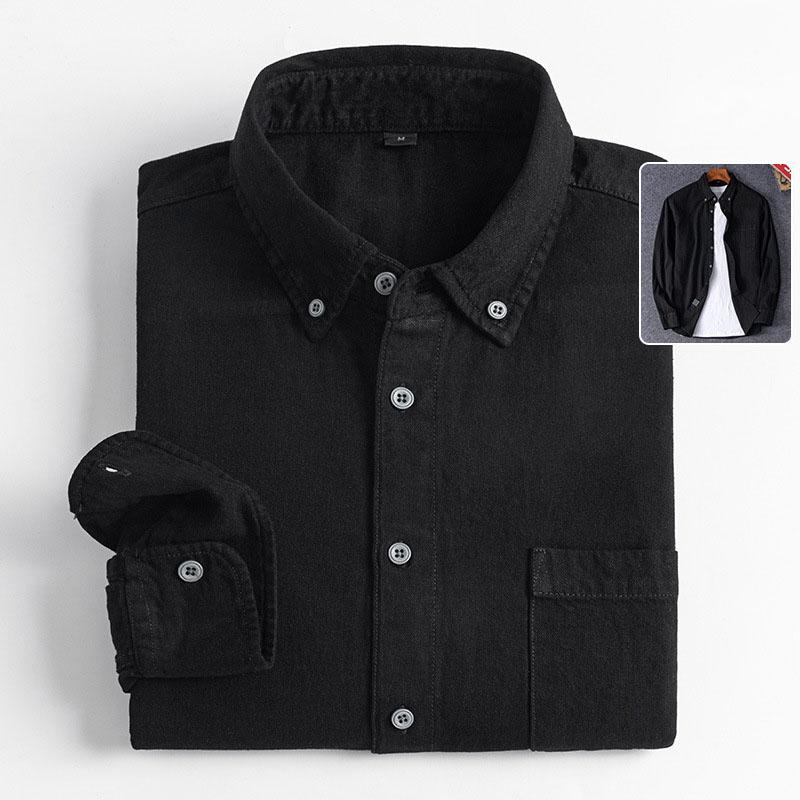 Mens Casual Long Sleeve Denim Shirt Work Shirts