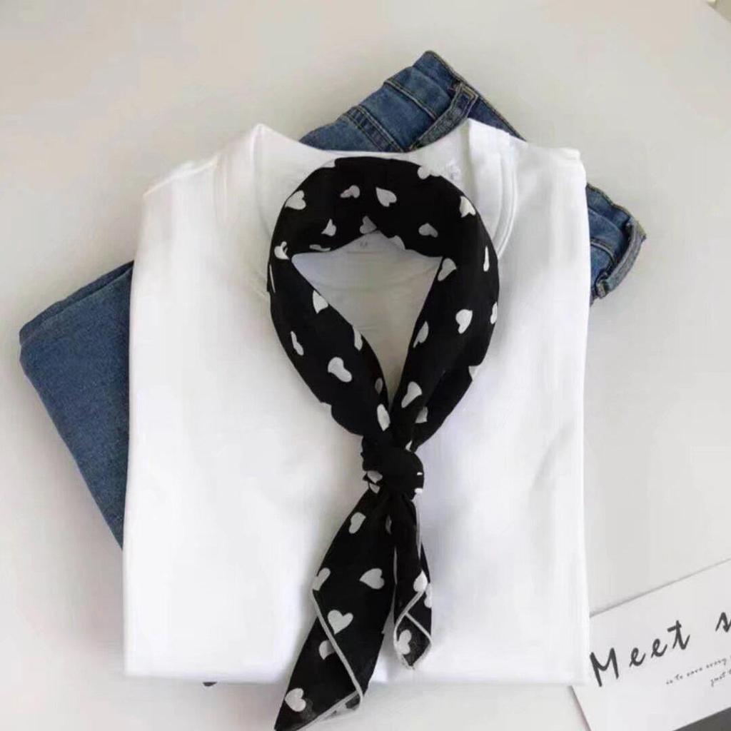 Retro Green Floral Small Silk Scarf - Korean Style Women's Versatile Autumn/Spring Accessory, Thin Square for Neck or Headband