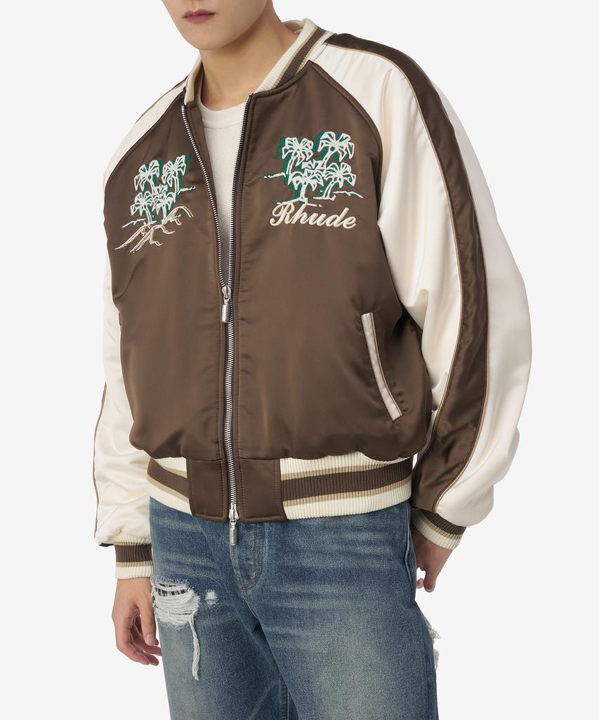 Lude Crepe Satin Souvenir Jacket - Brown:Cream / Rhpf23Ja021536761676