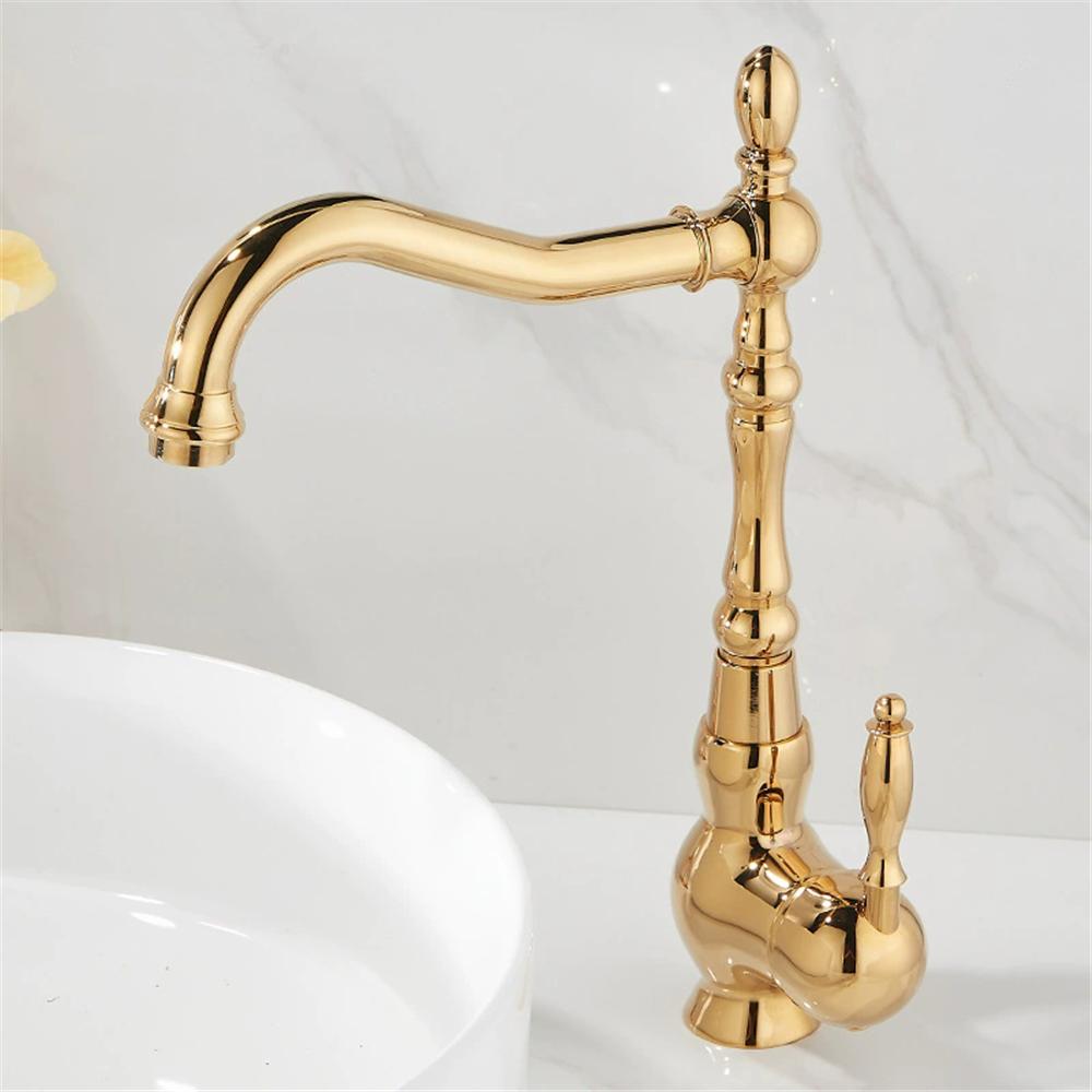 Tuqiu Золотой Высокий Смесители Ванная Кран Раковина Кран Кухонный Кран Антикварный Раковина Кран Раковины Горячая Холодная Смеситель Кран