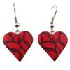 [R1329] - Handmade Earrings 'Colombine & Harlequin' Red (heart) - 18x18 Mm