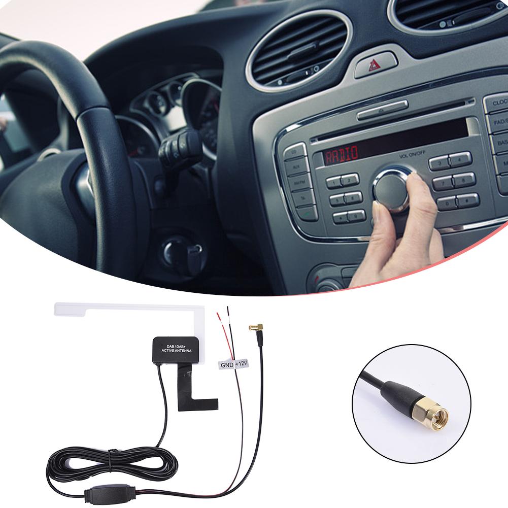 Universal 12V Glass Mount Car DAB Digital Radio Patch Aerial Antenna Adhesive Transparent Built-in Antenna European