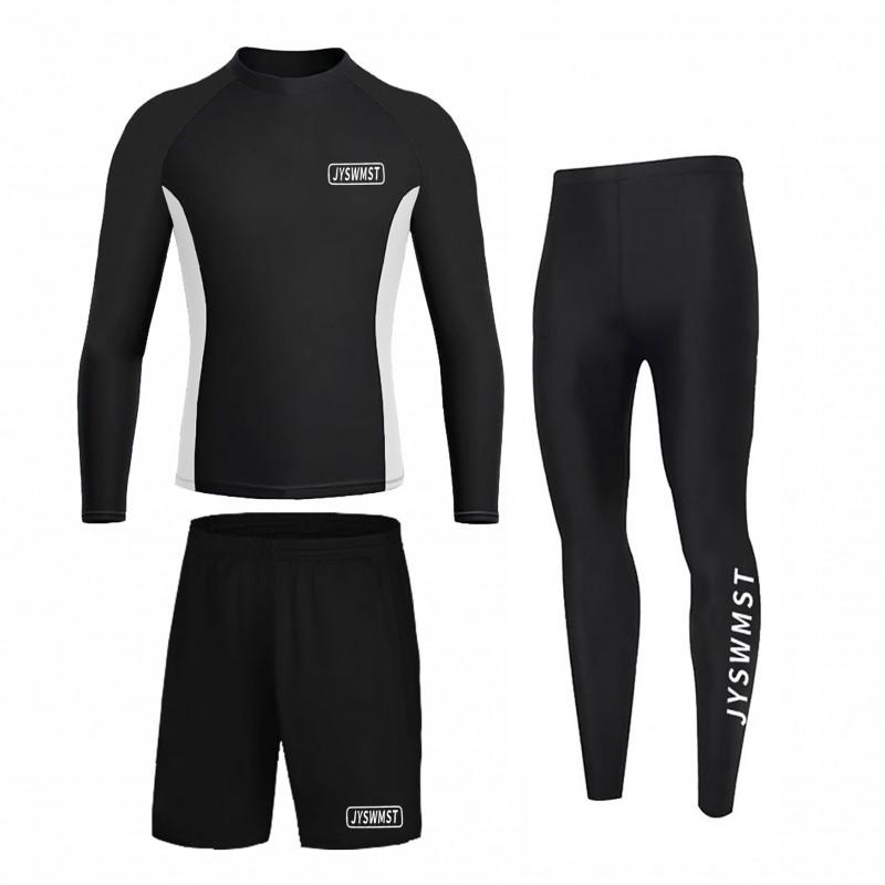 Mens UV Protection Rash Guard Set Long Sleeve Top Pants Quick Dry Surfing Swimsuit Snorkeling Diving