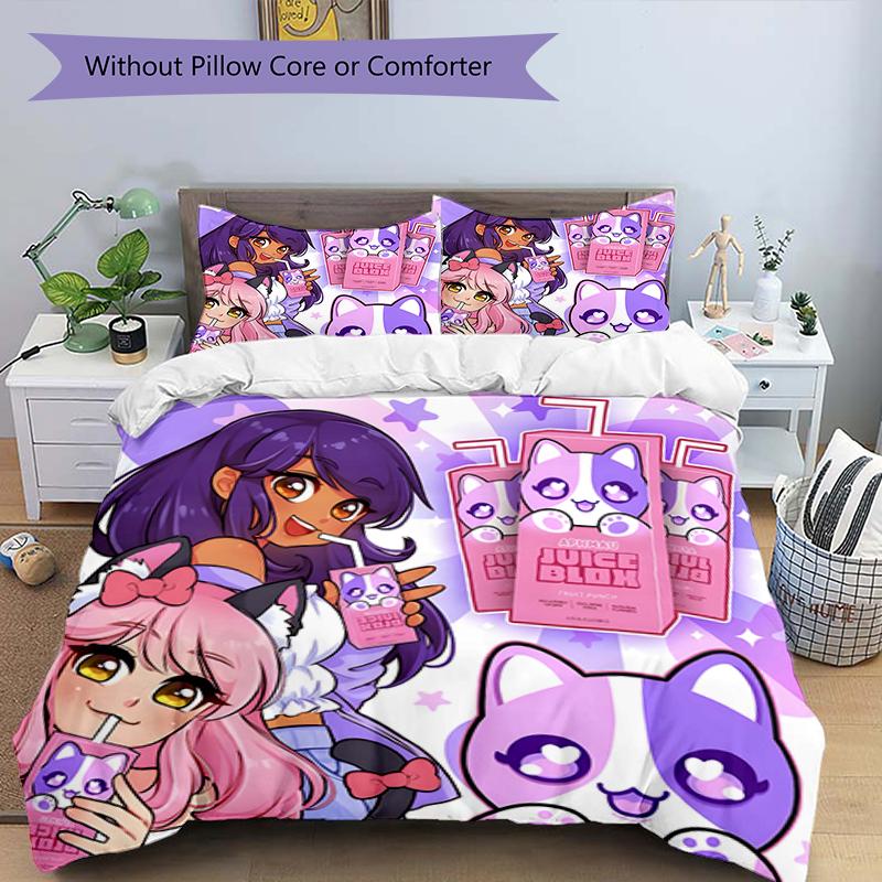 3pcs Anime A-AphmauS Design Cover Set - HD Printed Bedding with 1 Cover and 2 Pillowcases - Perfect for Home and Dorm Decor