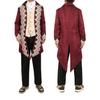 Men Steampunk Gothic Victorian Jacket Vintage Purple Velvet Tailcoat Medieval Frock Coat Uniform Renaissance Costume