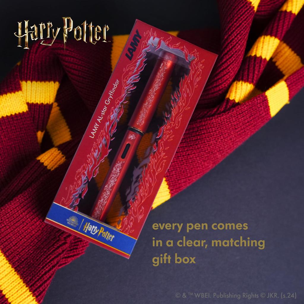 LAMY Harry Potter Gryffindor Special Edition Fountain Pen with House Engraving EF Steel Nib Lightweight Aluminum Body Includes LAMY T10 Blue Cartridge