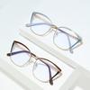 Модная оправа для очков, двухцветные плоские очки, женская металлическая анти-синяя оправа для очков для кошек, можно оснастить очками для близорукости