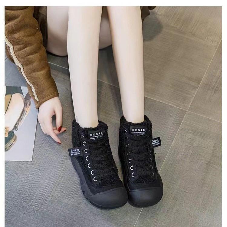 Флисовые сапоги для зимы женские 2025 года, осень и зима, новые универсальные, интернет-знаменитости, теплые, короткие ботинки Martin на платформе, хлопковая обувь