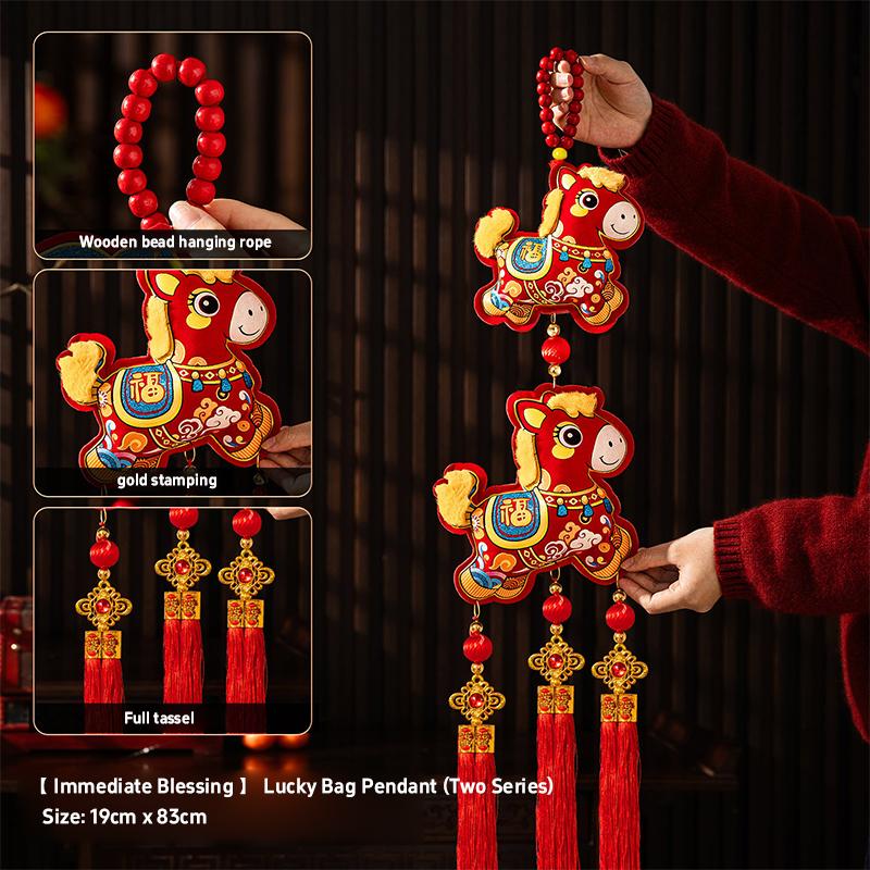 Cute Red Fu Bao Tassel Hanging Ornament Chinese Spring Festival Wall Door Pendant New Horse Year Home Decorations