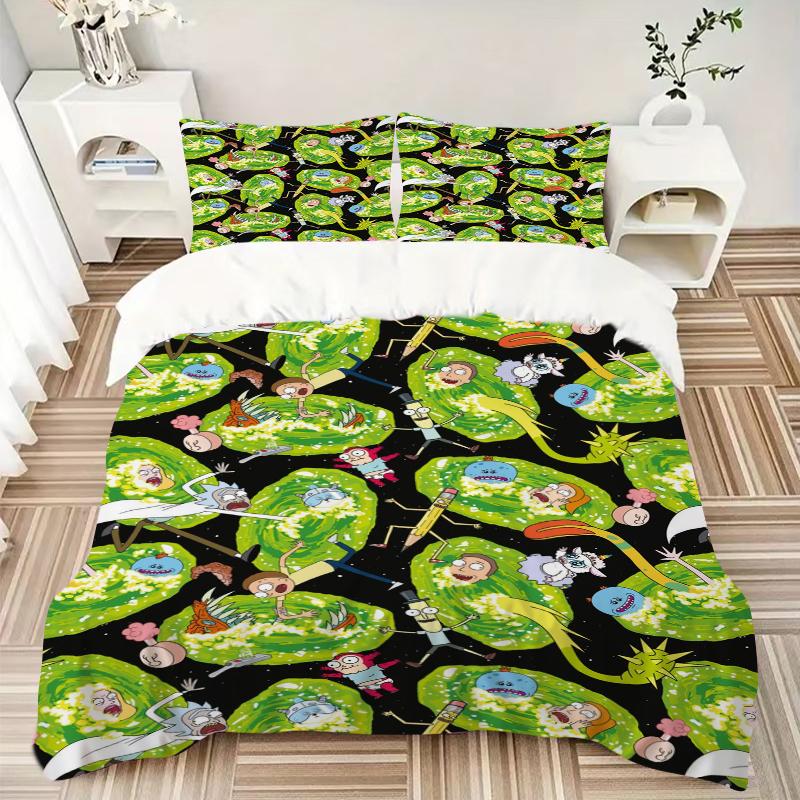 3Pcs Alien Invasion Bedding Set Soft Fabric Duvet Cover Pillowcases Home Christmas Xmas Halloween Gift 1 Duvet Cover 2 Pillowcase L1186