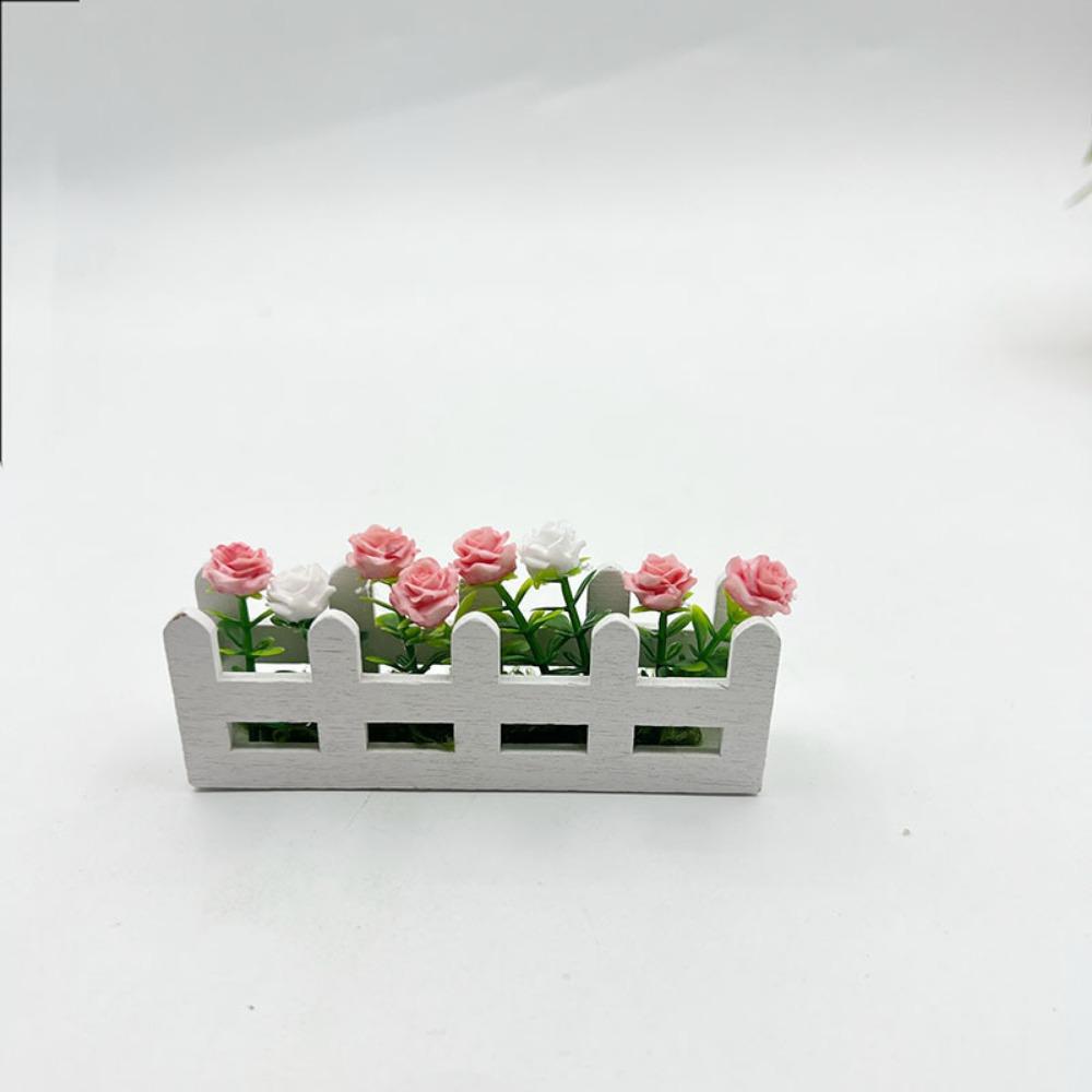 1:12 Scale Flower Fence Decor Lifelike Miniature Potted Plants Toys  Doll House Decor
