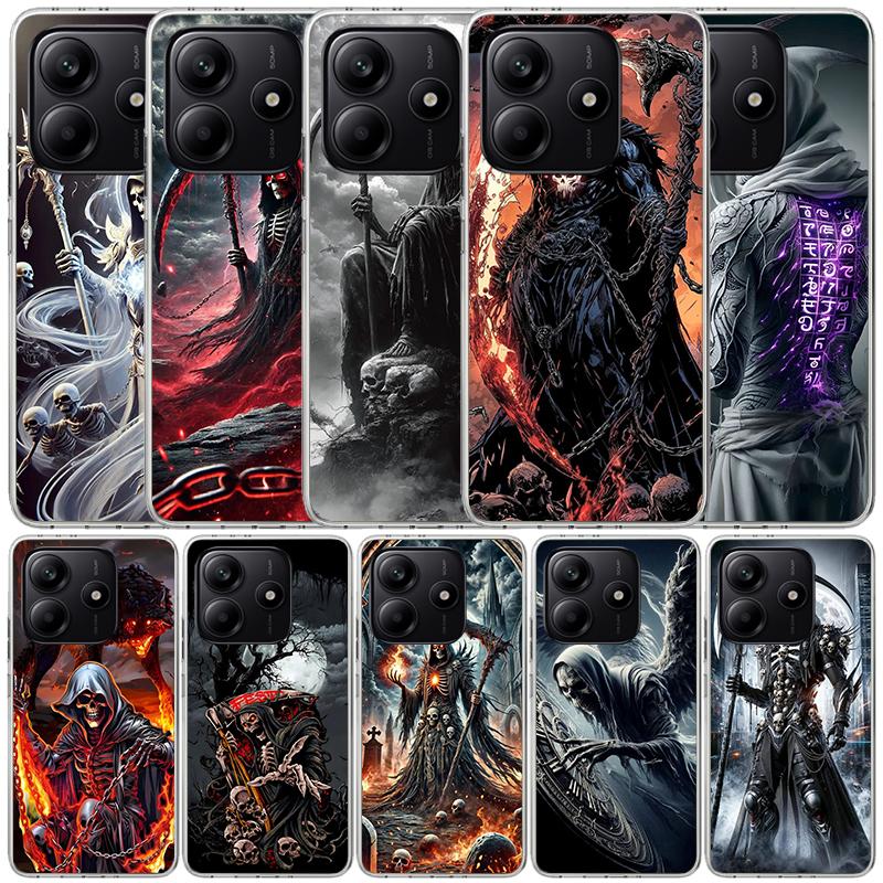 Death Grim Reaper Skull Scythe Soft Cover for Xiaomi Redmi Note 15 14 13 12 Pro Plus Phone Case 14S 11S 11T 11E 10S 10 4G Patter