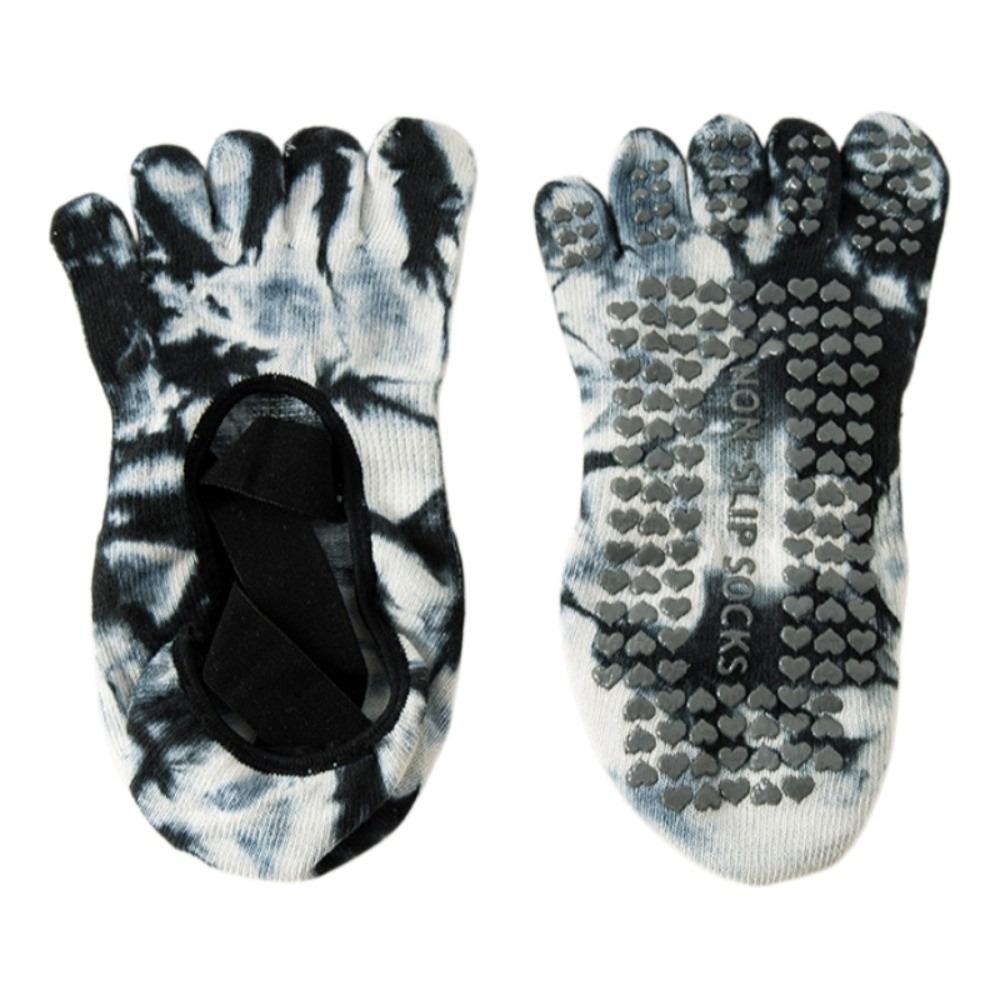 Breathable Strappy Pilates Socks Heart Silicone Dot Five Toe Socks Tie-dye Yoga Socks Women