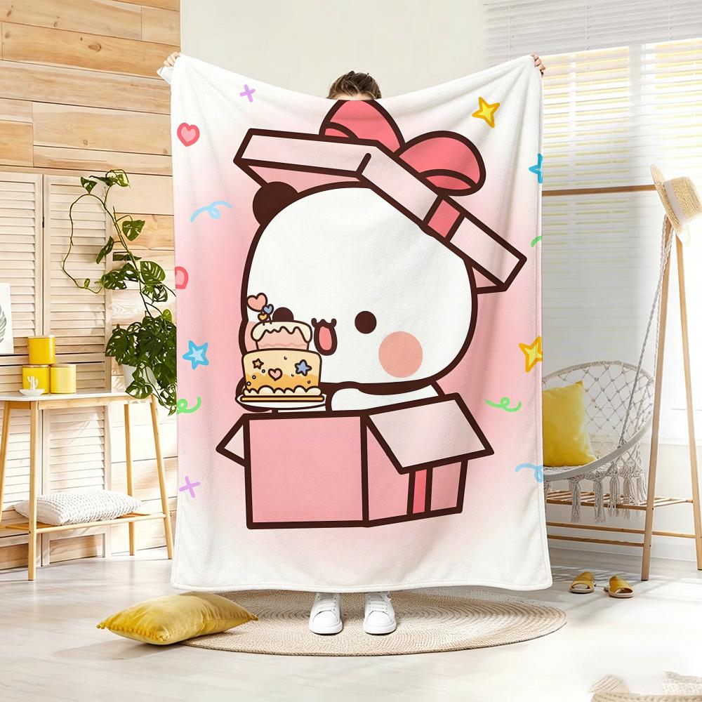 Kawaii Cute Cartoon B-Bubu D-Dudu Throw Lightweight 240g Flannel Blanket Soft Skin-friendly for Summer Cooling