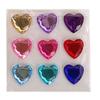 9PCS Large Heart Rhinestone Stickers PVC Colorful Self Adhesive Jewels 3D Crystal Gem Stickers for
