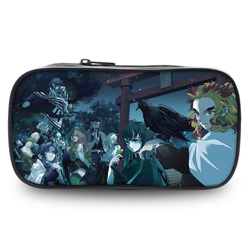 Large Capacity Demon Slayer Pen Bag Stylish Oxford Fabric Stationery Pouch